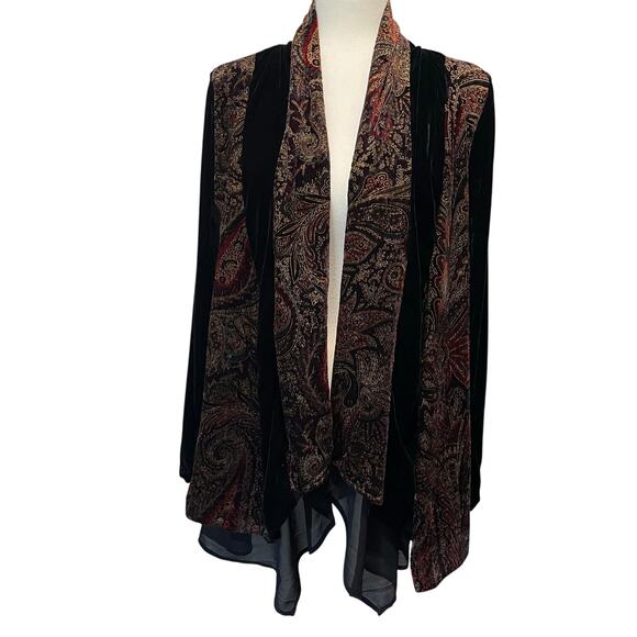 Soft Surroundings Castle Garden Velvet Jacket Black Paisley Sz XL Whimsigoth - Picture 1 of 12